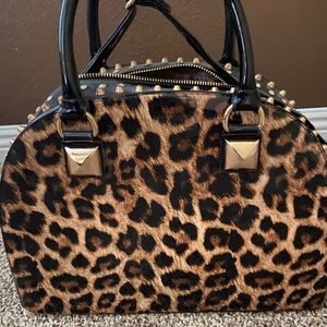 Leopard print rhinestone purse